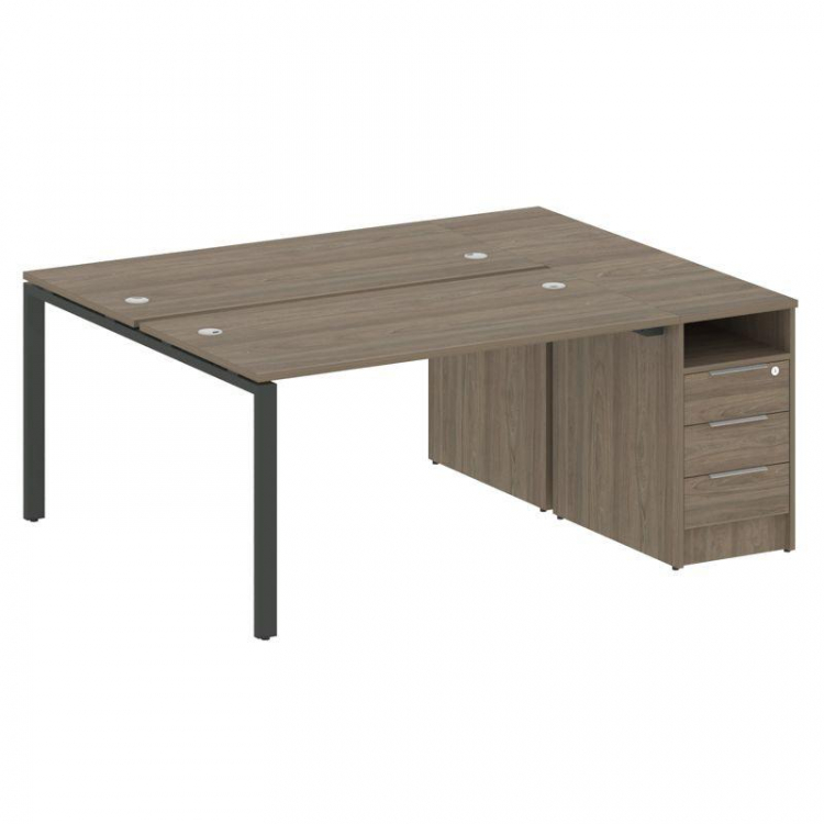 Metal System Рабочая станция с тумбой на П-образном м/к БП.РС-СТП-2.3 Вяз Благородный/Металл Антраци