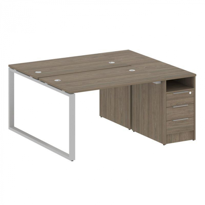 Metal System Рабочая станция с тумбой на О-образном м/к БО.РС-СТП-2.2 Вяз Благородный/Металл Серый 1