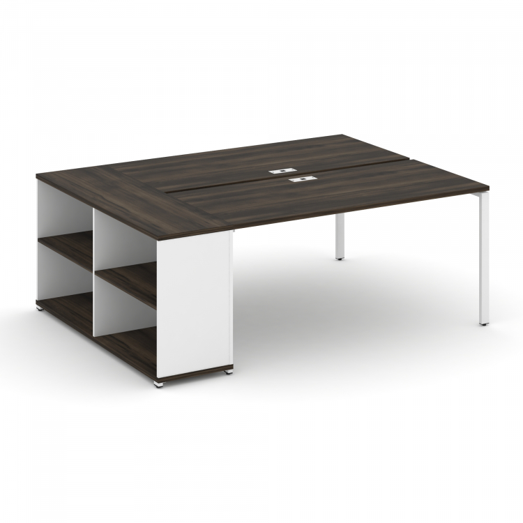 Concept Рабочая станция с опорным стеллажом CN.DRS-204 Дуб Мали/Белый Бриллиант/Металл Белый 2000*14