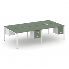 Concept Рабочая станция двухсторонняя с подвесными тумбами на 4 места CN.DRS-134 W Кобо/Белый Брилли