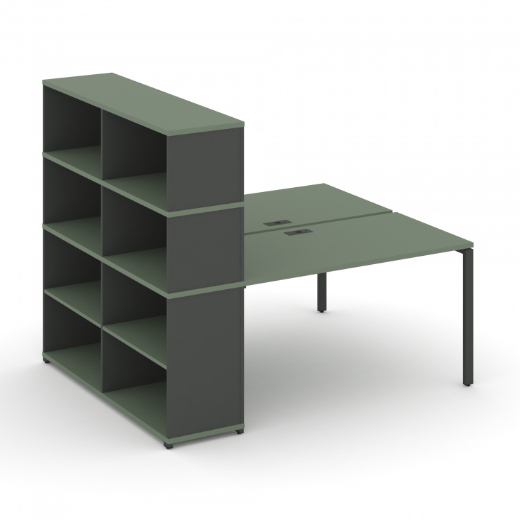 Concept Рабочая станция с опорным стеллажом с надставкой выс. CN.DRS-215 Кобо/Антрацит/Металл Антрац