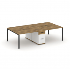 Concept Рабочая станция 4 места с 1 опорной тумбой CN.DRS-422 B Сандал Янтарный/Белый Бриллиант/Мета