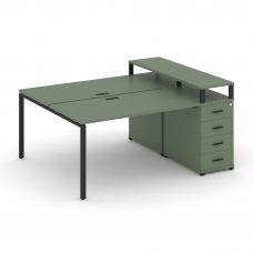 Concept Рабочая станция с 1 опорной тумбой CN.DRS-410 B Кобо/Металл Черный 1600*1480*917