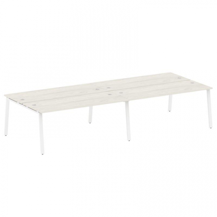 Metal System Рабочая станция на 4 места на А-образном м/к БА.СМ-4.5 Дуб Наварра/Металл Белый 3600*14