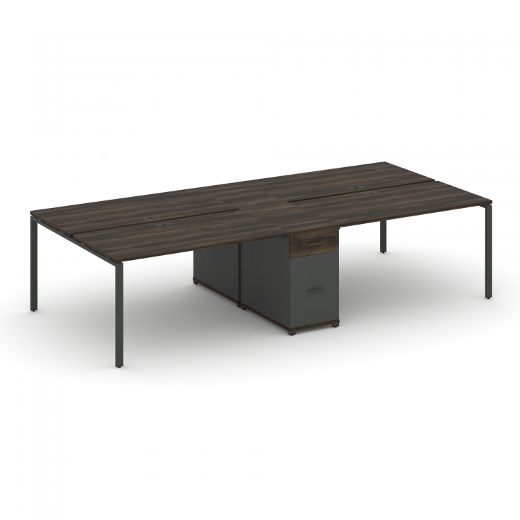 Concept Рабочая станция 4 места с 1 опорной тумбой CN.DRS-422 A Дуб Мали/Антрацит/Металл Антрацит 27