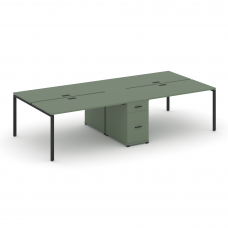 Concept Рабочая станция 4 места с 1 опорной тумбой CN.DRS-424 B Кобо/Металл Черный 3580*1480*750