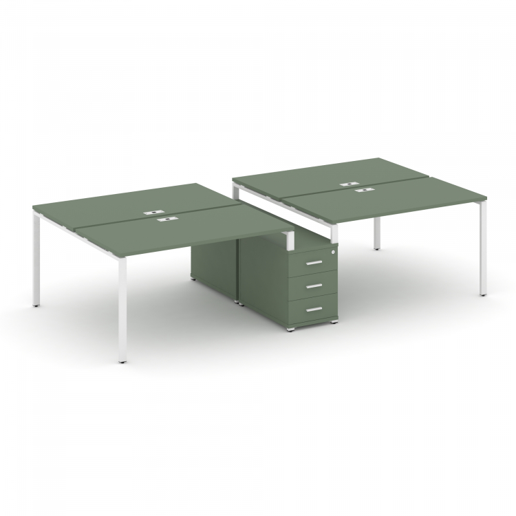 Concept Рабочая станция 4 места с двухсторонней опорной тумбой CN.DRS-312 W Кобо/Металл Белый 3072*1