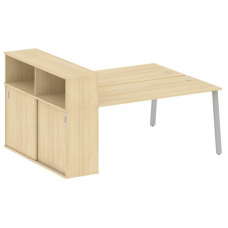 Metal System Рабочая станция с шкафом-купе на А-образном м/к БА.РС-СШК-2.4 Т Акация Лорка/Металл Сер