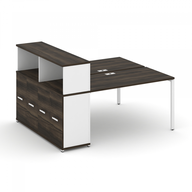 Concept Рабочая станция с опорным распаш. шкафом с надставкой низ. CN.DRS-227 W Дуб Мали/Белый Брилл