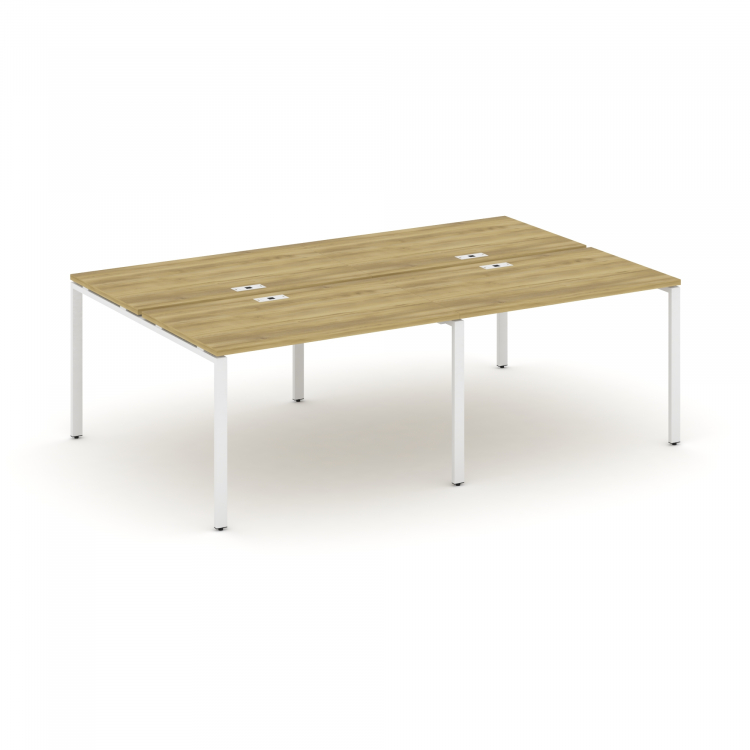 Concept Рабочая станция на 4 места CN.DRS-006 Дуб Винченцо/Металл Белый 2360*1480*750