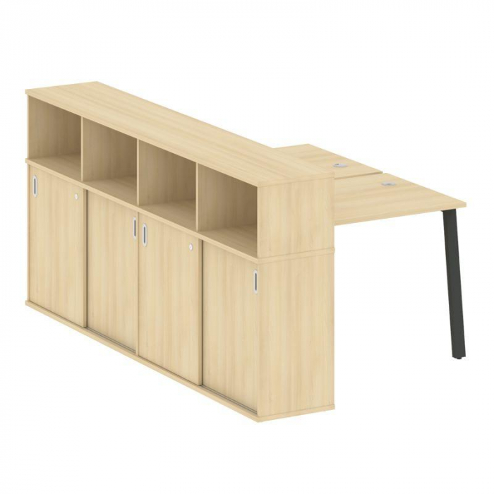 Metal System Рабочая станция с шкафом-купе на А-образном м/к БА.РС-СШК-4.1 Т Акация Лорка/Металл Ант