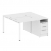 Metal System Рабочая станция с тумбой на П-образном м/к БП.РС-СТП-2.1 Белый/Металл Белый 1412*1475*7