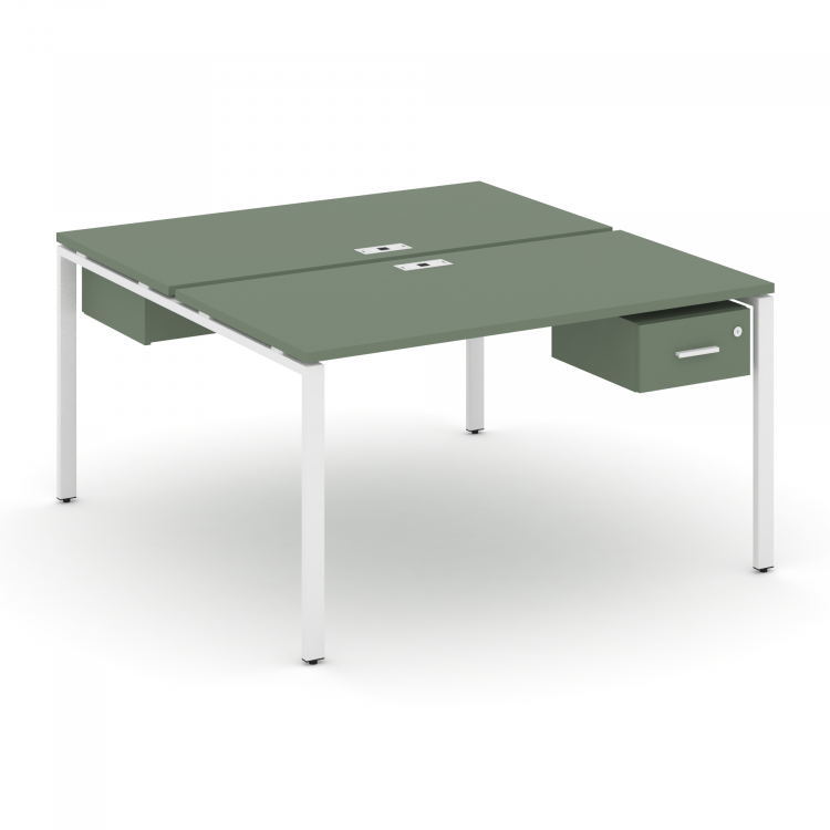 Concept Рабочая станция 2 сторонняя с подвесными тумбами на 2 места CN.DRS-110 W Кобо/Металл Белый 1