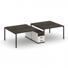 Concept Рабочая станция 4 места с двухсторонней опорной тумбой CN.DRS-311 B Дуб Мали/Белый Бриллиант