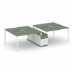 Concept Рабочая станция 4 места с двухсторонней опорной тумбой CN.DRS-311 W Кобо/Белый Бриллиант/Мет