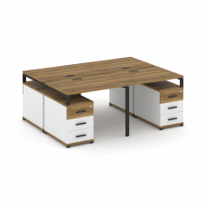 Concept Рабочая станция 4 места с 2 двухсторонними опорными тумбами CN.DRS-325 B Сандал Янтарный/Бел