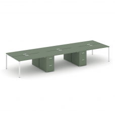 Concept Рабочая станция 6 мест с 2 опорными тумбами CN.DRS-453 W Кобо/Металл Белый 3780*1480*750