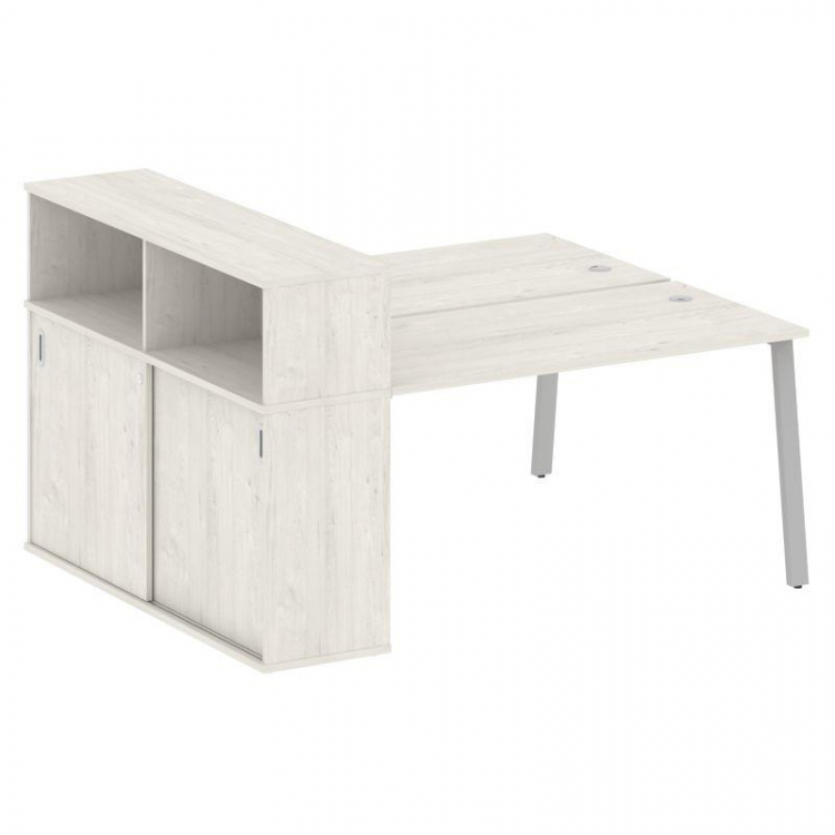 Metal System Рабочая станция с шкафом-купе на А-образном м/к БА.РС-СШК-2.3 Т Дуб Наварра/Металл Серы