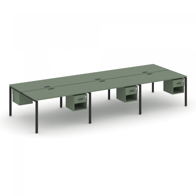 Concept Рабочая станция двухсторонняя с подвес. тумбами на 6 мест CN.DRS-158 B Кобо/Металл Черный 35