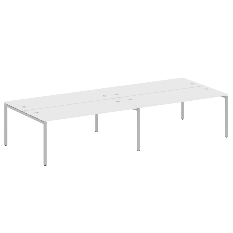 Metal System Quattro Рабочая станция на 4 места на П-образном м/к 40БП.СМ-4.5 Белый/Металл Серый 360