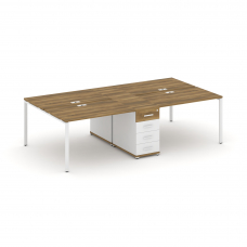 Concept Рабочая станция 4 места с 1 опорной тумбой CN.DRS-418 W Сандал Янтарный/Белый Бриллиант/Мета