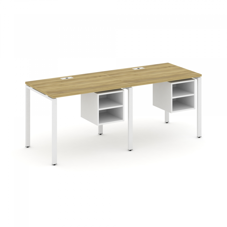 Concept Рабочая станция односторонняя с подвес. тумбами 2 места CN.ORS-105 Дуб Винченцо/Белый Брилли