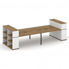 Concept Рабочая станция с опорными стеллажами с надставкой низ. CN.DRS-256 Сандал Янтарный/Белый Бри