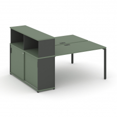 Concept Рабочая станция с опорным шкафом-купе с надставкой низ. CN.DRS-237 A Кобо/Антрацит/Металл Ан