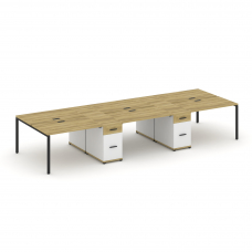 Concept Рабочая станция 6 мест с 2 опорными тумбами CN.DRS-454 B Дуб Винченцо/Белый Бриллиант/Металл