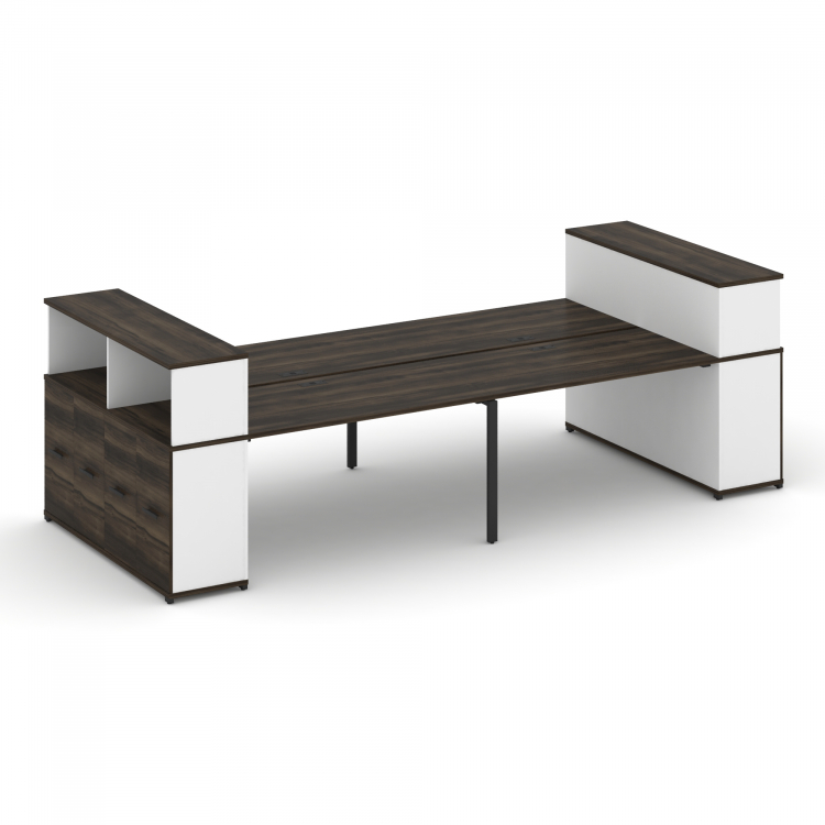 Concept Рабочая станция с опорными распаш. шкафами с надставкой низ. CN.DRS-271 B Дуб Мали/Белый Бри