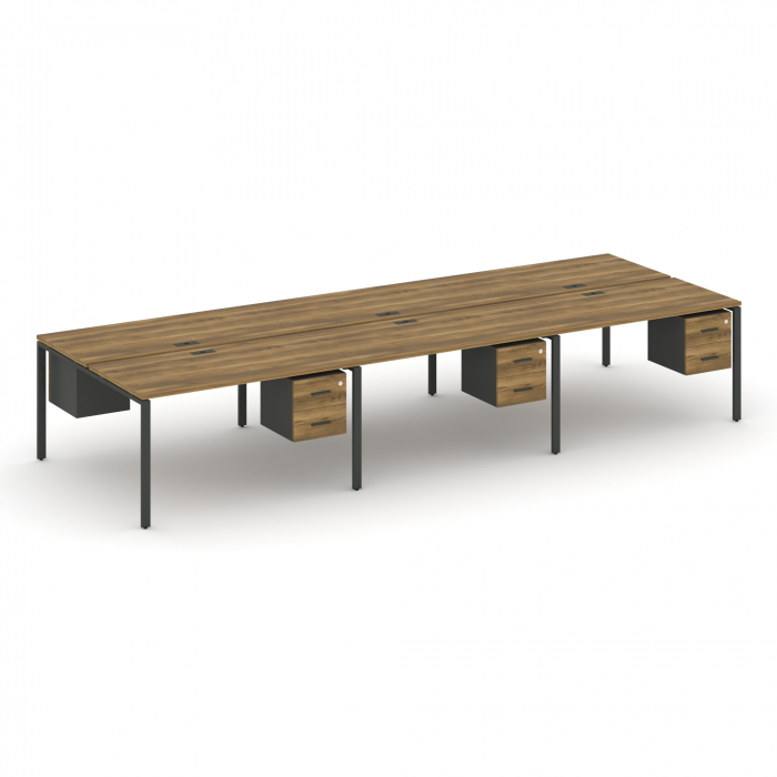 Концепт Рабочая станция двухсторонняя с подвес. тумбами на 6 мест CN.DRS-153 A Сандал Янтарный/Антра