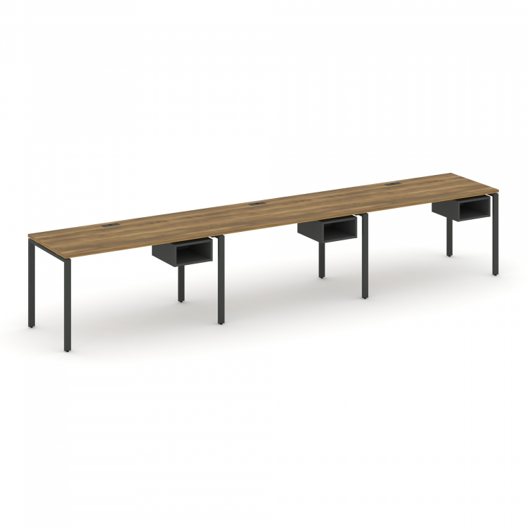 Concept Рабочая станция односторонняя с подвес. тумбами 3 места CN.ORS-124 Сандал Янтарный/Антрацит/