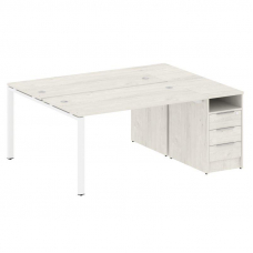 Metal System Рабочая станция с тумбой на П-образном м/к БП.РС-СТП-2.3 Дуб Наварра/Металл Белый 1812*