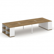 Concept Рабочая станция с опорными стеллажами CN.DRS-248 Сандал Янтарный/Белый Бриллиант/Металл Белы