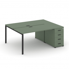 Concept Рабочая станция с 1 опорной тумбой CN.DRS-402 B Кобо/Металл Черный 1600*1480*750