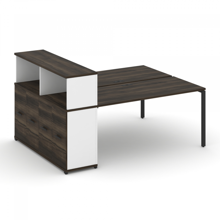 Concept Рабочая станция с опорным распаш. шкафом с надставкой низ. CN.DRS-228 B Дуб Мали/Белый Брилл