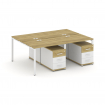 Concept Рабочая станция 4 места с 2 двухсторонними опорными тумбами CN.DRS-317 W Дуб Винченцо/Белый