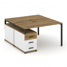 Concept Рабочая станция 2 места с двухсторонней опорной тумбой CN.DRS-303 B Сандал Янтарный/Белый Бр