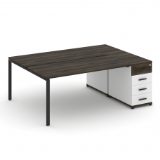 Concept Рабочая станция с 1 опорной тумбой CN.DRS-404 B Дуб Мали/Белый Бриллиант/Металл Черный 2000*