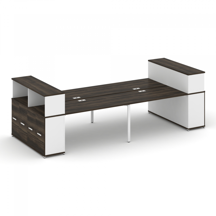 Concept Рабочая станция с опорными распаш. шкафами с надставкой низ. CN.DRS-271 W Дуб Мали/Белый Бри