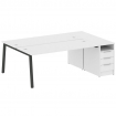 Metal System Рабочая станция с тумбой на А-образном м/к БА.РС-СТП-2.5 Белый/Металл Антрацит 2212*147