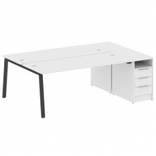 Metal System Рабочая станция с тумбой на А-образном м/к БА.РС-СТП-2.5 Белый/Металл Антрацит 2212*147