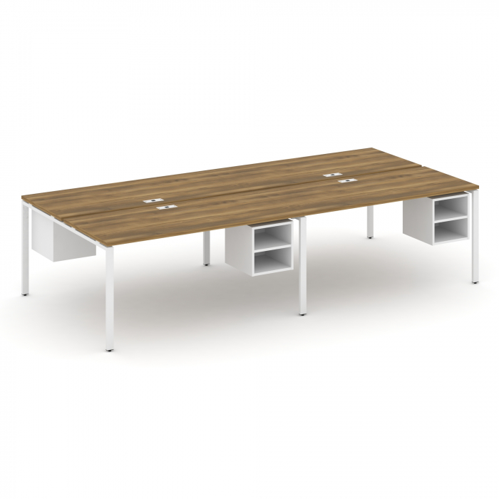 Концепт Рабочая станция двухсторонняя с подвесными тумбами на 4 места CN.DRS-128 Сандал Янтарный/Бел