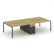 Concept Рабочая станция 4 места с 1 опорной тумбой CN.DRS-419 A Дуб Винченцо/Антрацит/Металл Антраци