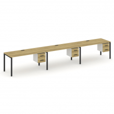 Concept Рабочая станция односторонняя с подвес. тумбами 3 места CN.ORS-136 B Дуб Винченцо/Белый Брил