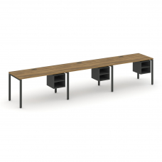 Concept Рабочая станция односторонняя с подвес. тумбами 3 места CN.ORS-125 Сандал Янтарный/Антрацит/