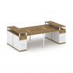 Concept Рабочая станция 4 места 2 опорными тумбами CN.DRS-445 W Сандал Янтарный/Белый Бриллиант/Мета
