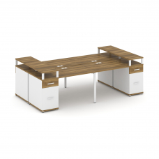 Concept Рабочая станция 4 места 2 опорными тумбами CN.DRS-445 W Сандал Янтарный/Белый Бриллиант/Мета