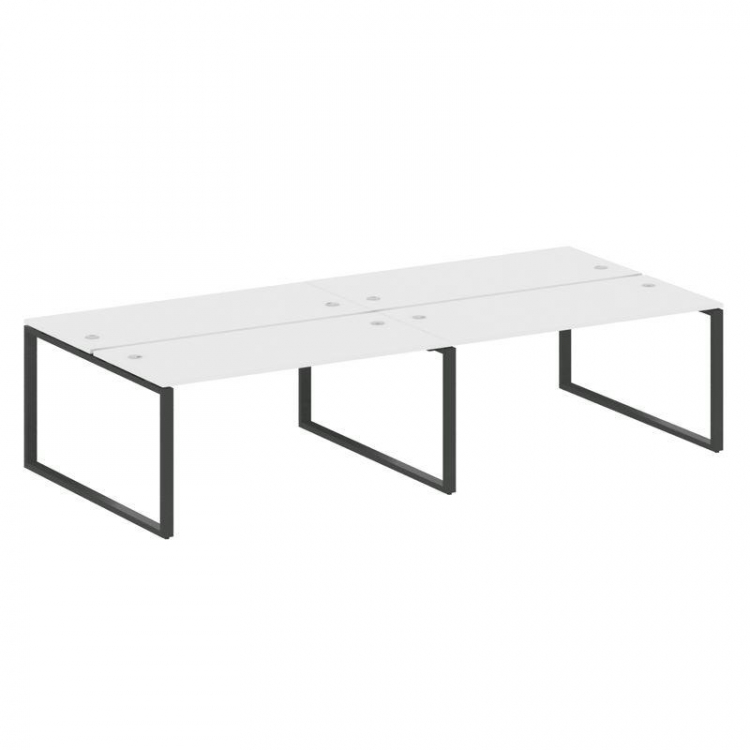 Metal System Рабочая станция на 4 места на О-образном м/к БО.СМ-4.4 Белый/Металл Антрацит 3200*1475*