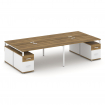 Concept Рабочая станция 4 места с 2 двухсторонними опорными тумбами CN.DRS-332 W Сандал Янтарный/Бел
